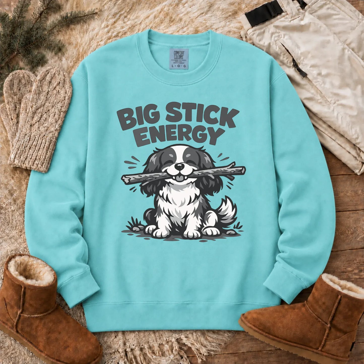 Cavalier Big Stick Energy Unisex Sweatshirt Chalky Mint