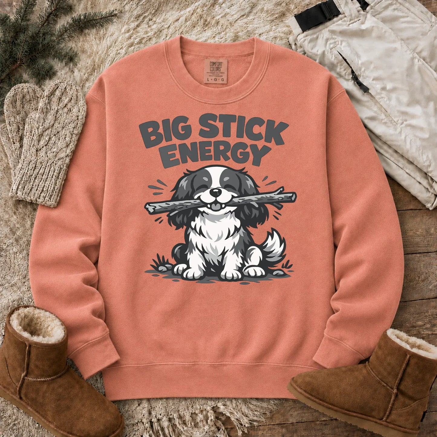 Cavalier Big Stick Energy Unisex Sweatshirt Terracotta