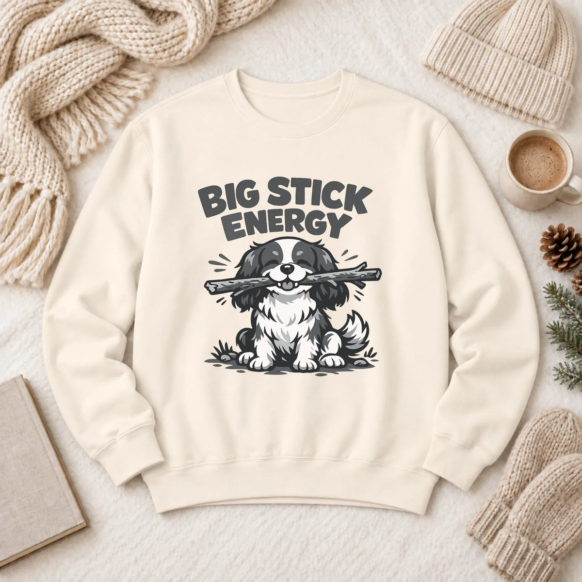 Cavalier Big Stick Energy Unisex Sweatshirt Ivory