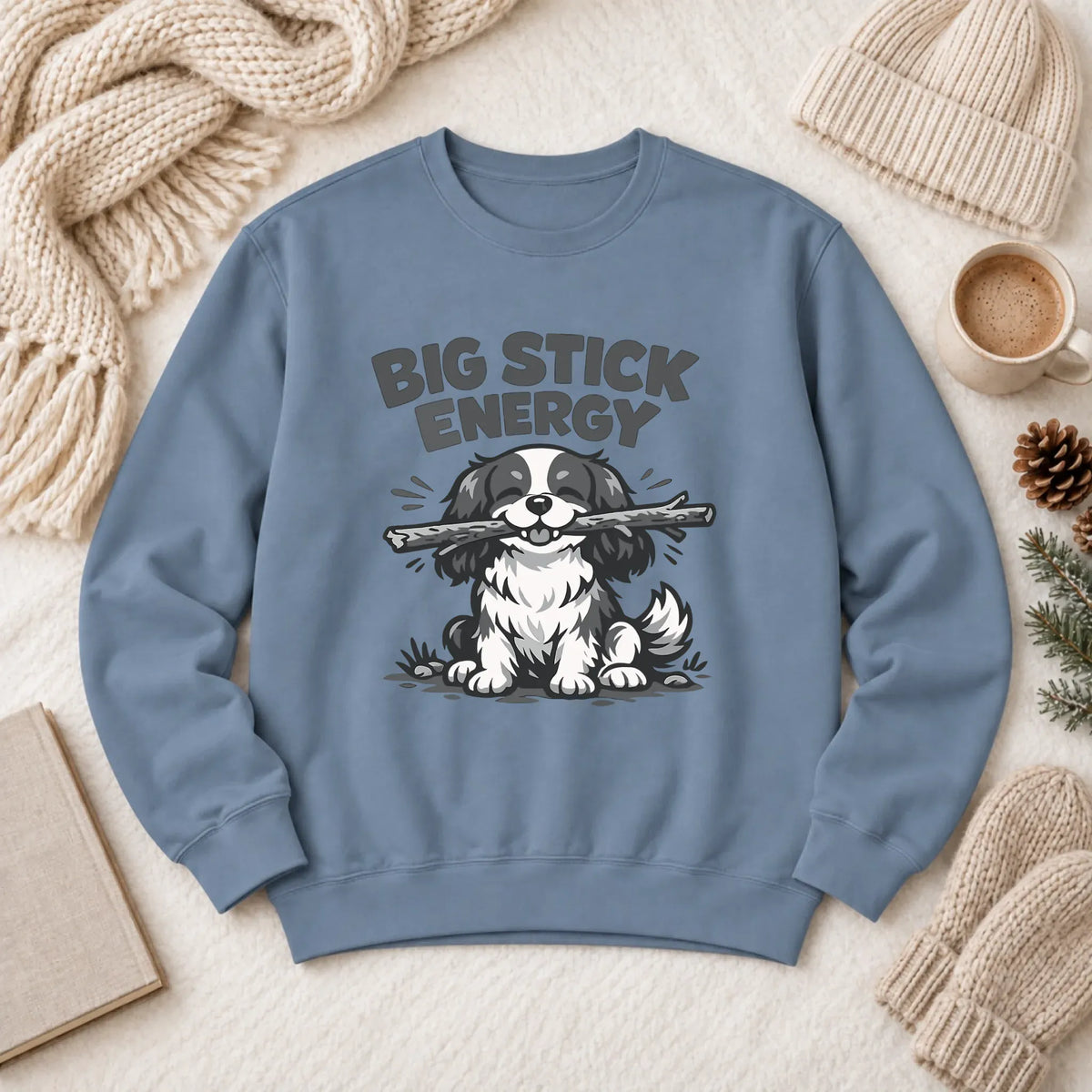Cavalier Big Stick Energy Unisex Sweatshirt Blue Jean