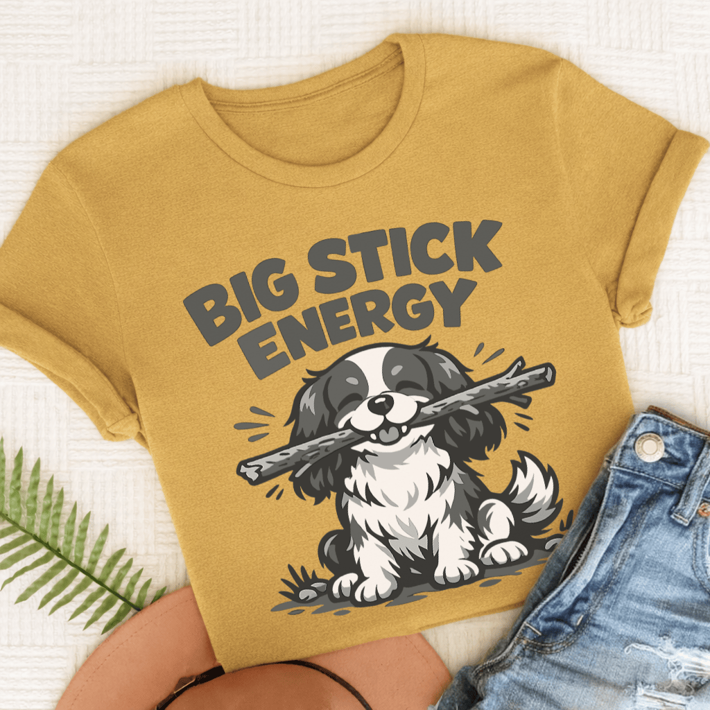 Cavalier Big Stick Energy Unisex TShirt Comfort Colors Mustard