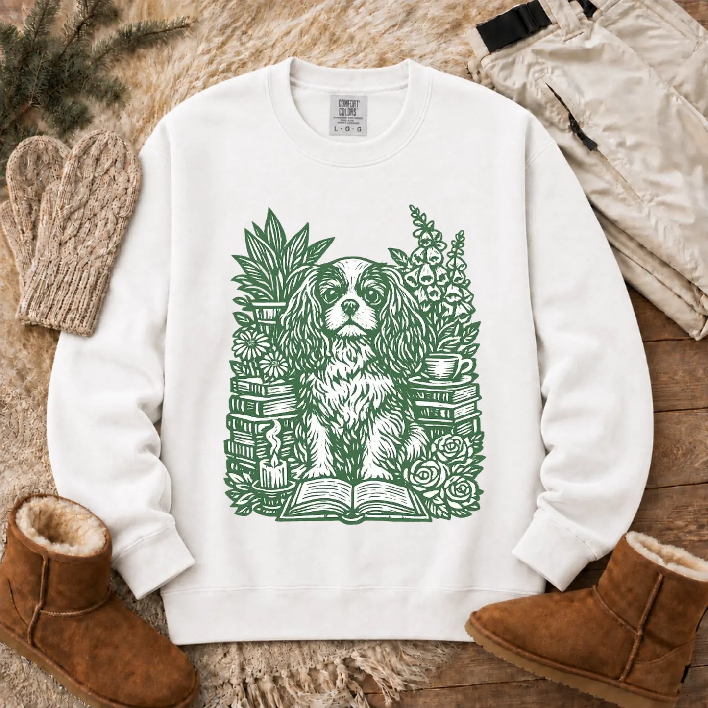 Cavalier Bookclub Reading Unisex Sweatshirt White