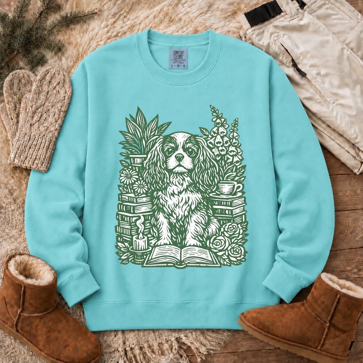 Cavalier Bookclub Reading Unisex Sweatshirt Chalky Mint