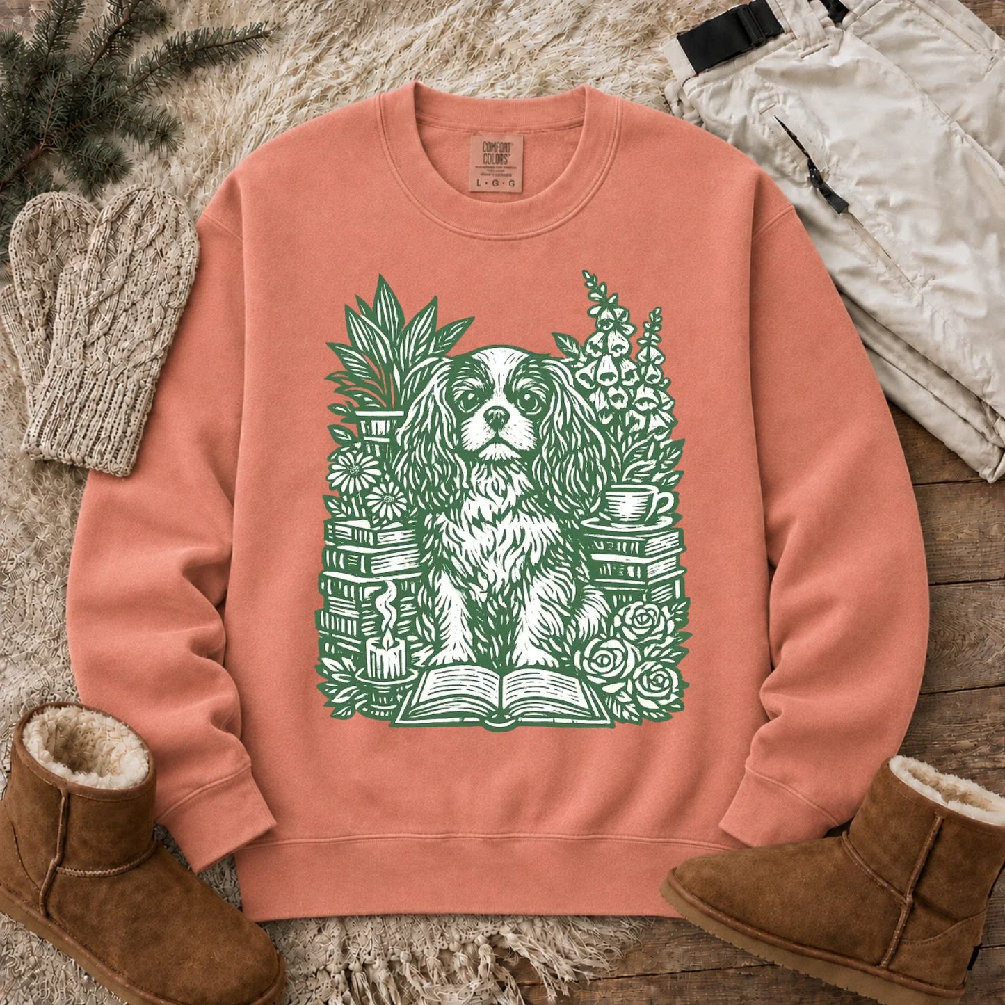 Cavalier Bookclub Reading Unisex Sweatshirt Terracotta