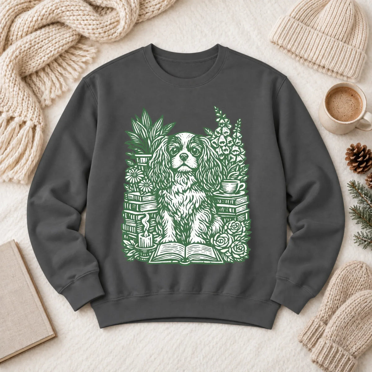 Cavalier Bookclub Reading Unisex Sweatshirt Pepper