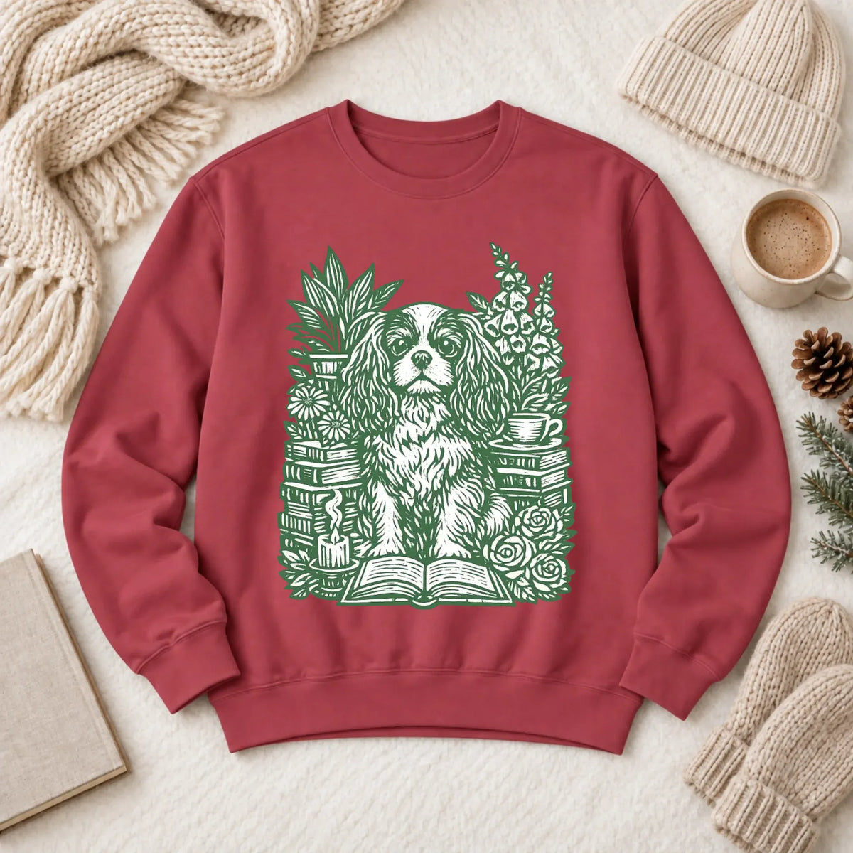 Cavalier Bookclub Reading Unisex Sweatshirt Crimson