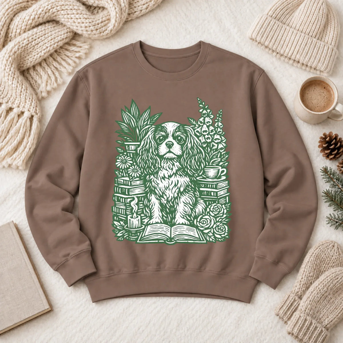 Cavalier Bookclub Reading Unisex Sweatshirt Espresso