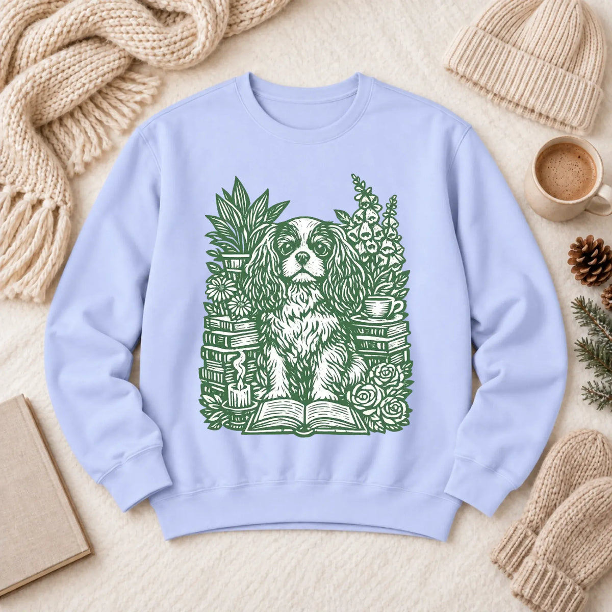Cavalier Bookclub Reading Unisex Sweatshirt Hydrangea