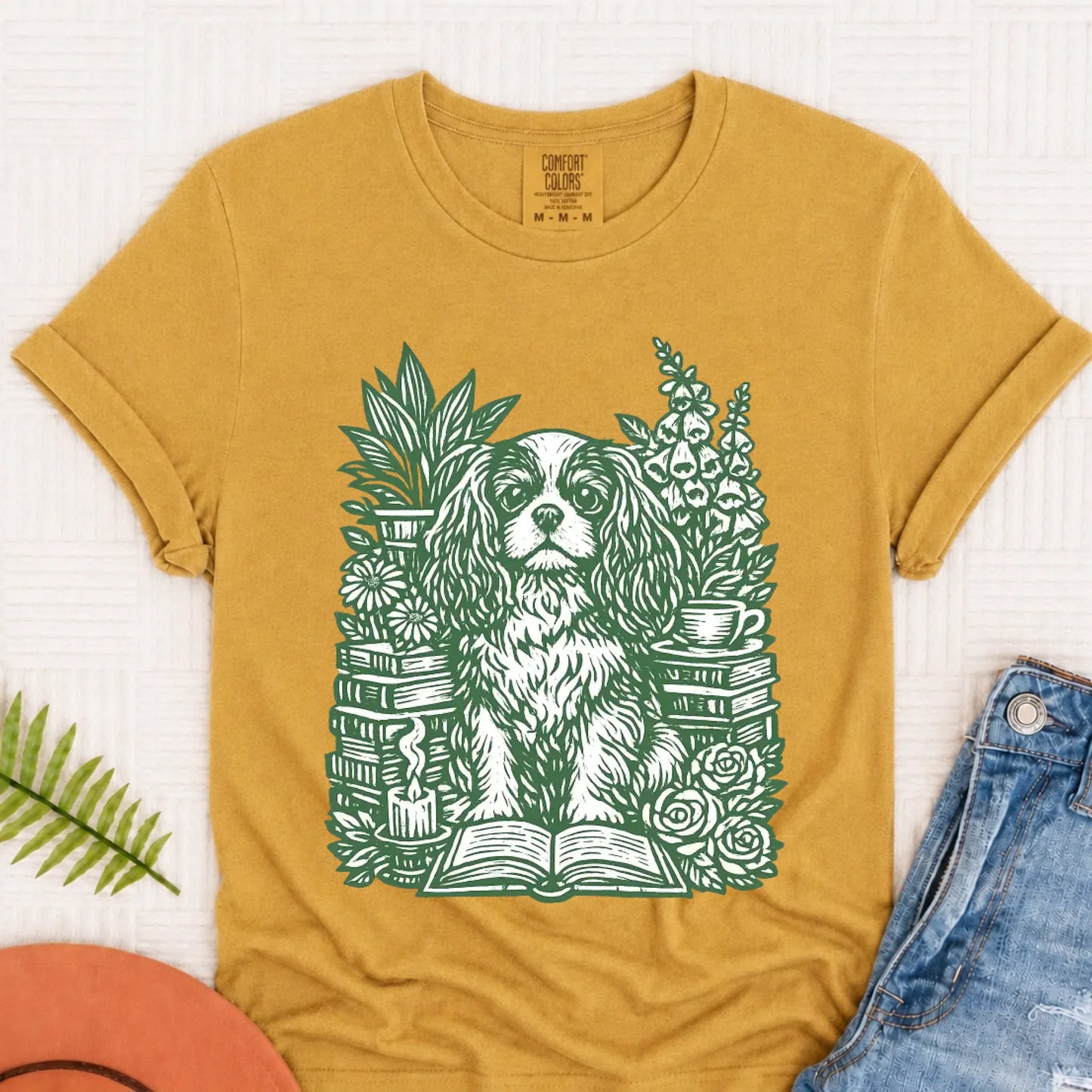 Cavalier Bookclub Reading Unisex TShirt Mustard