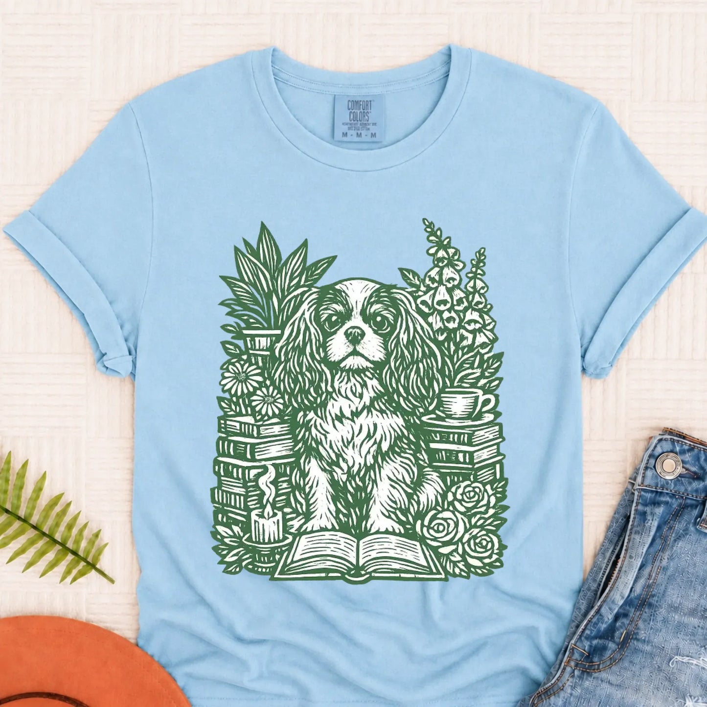 Cavalier Bookclub Reading Unisex TShirt Chambray