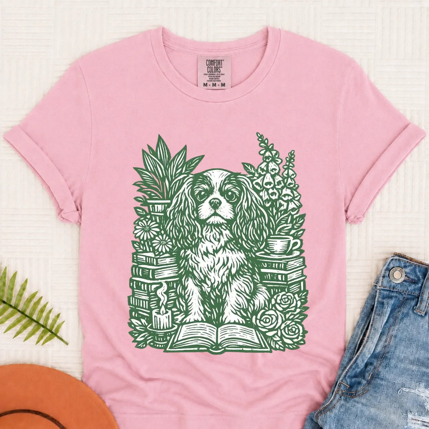 Cavalier Bookclub Reading Unisex TShirt Blossom