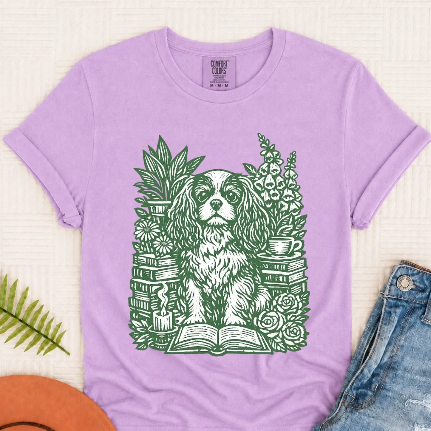 Cavalier Bookclub Reading Unisex TShirt Orchid