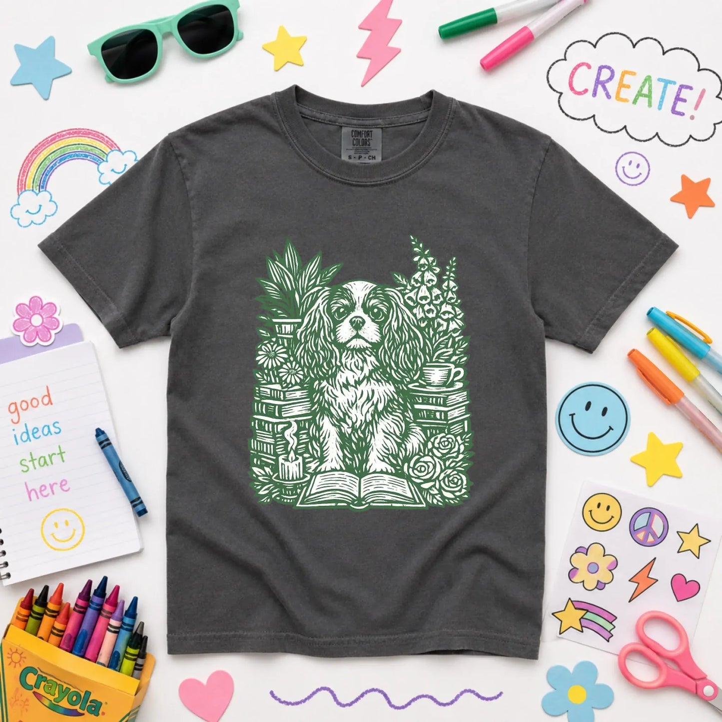 Cavalier Bookclub Reading Unisex YOUTH Tshirt Pepper