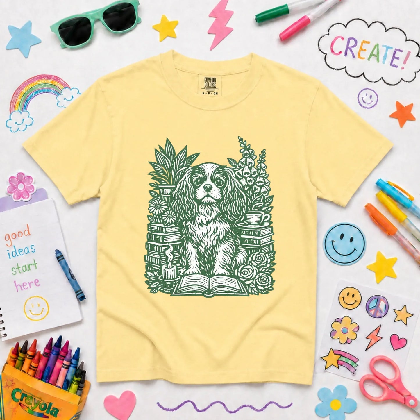 Cavalier Bookclub Reading Unisex YOUTH Tshirt Butter