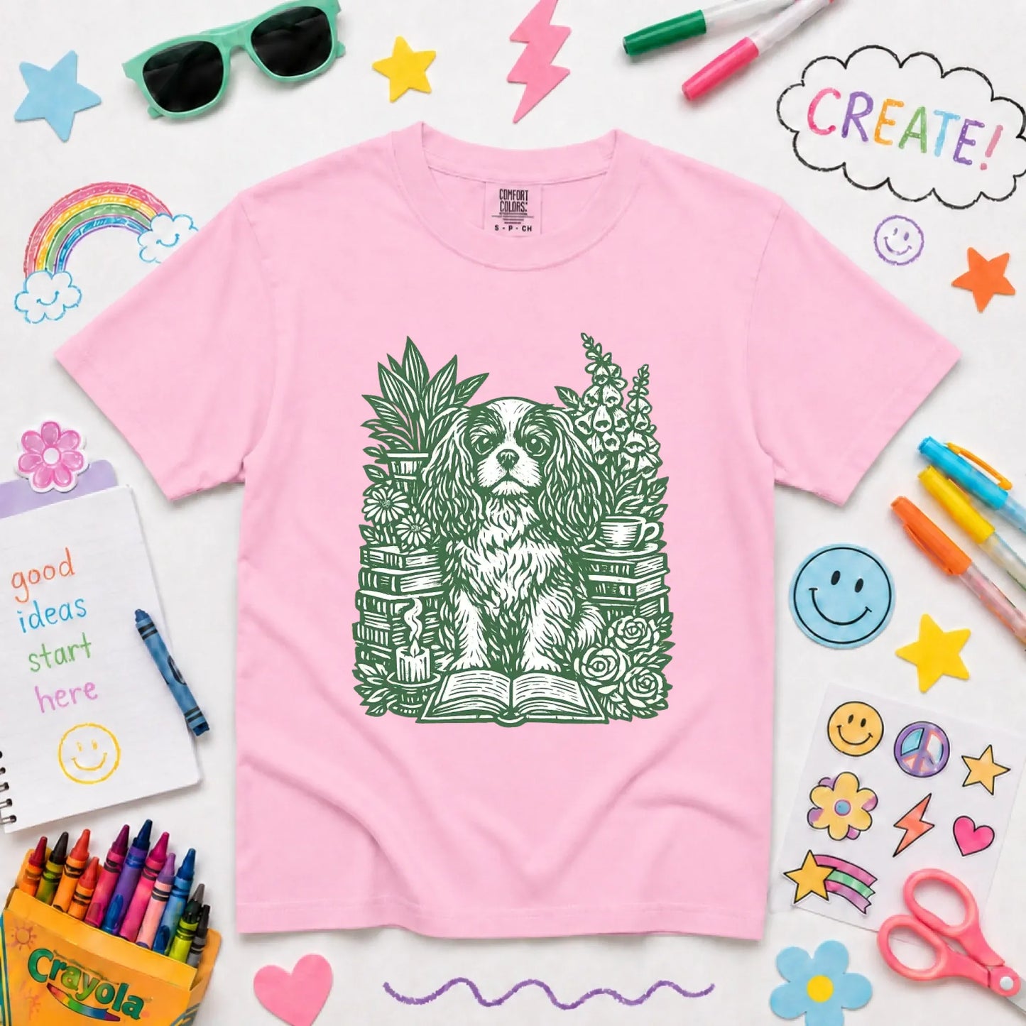Cavalier Bookclub Reading Unisex YOUTH Tshirt Blossom