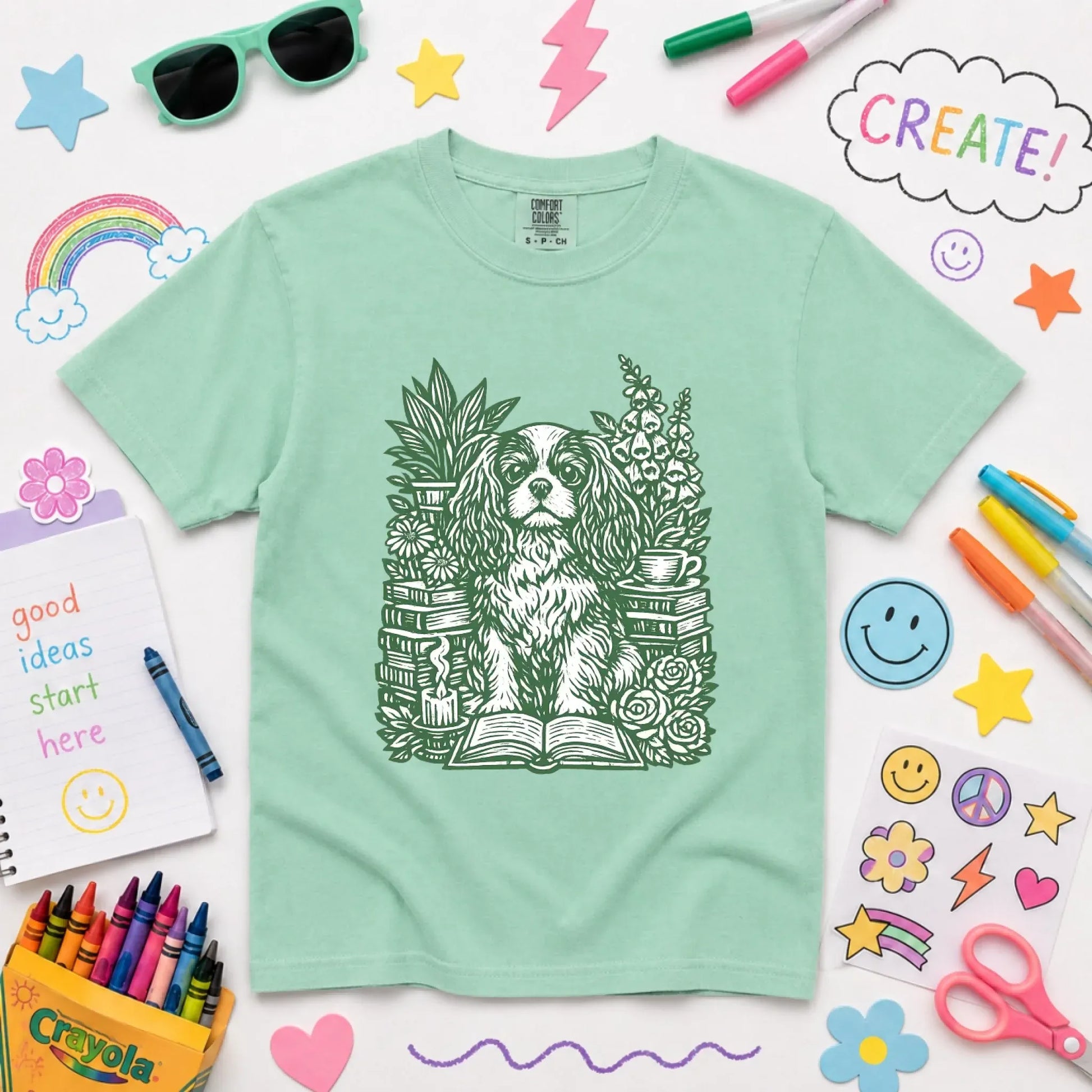 Cavalier Bookclub Reading Unisex YOUTH Tshirt Island Reef