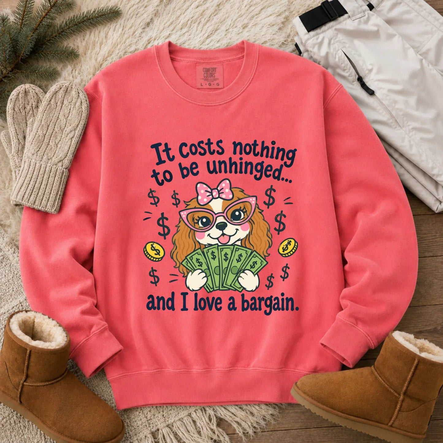 Cavalier Bulldog Unhinged Snarky Unisex Sweatshirt Watermelon