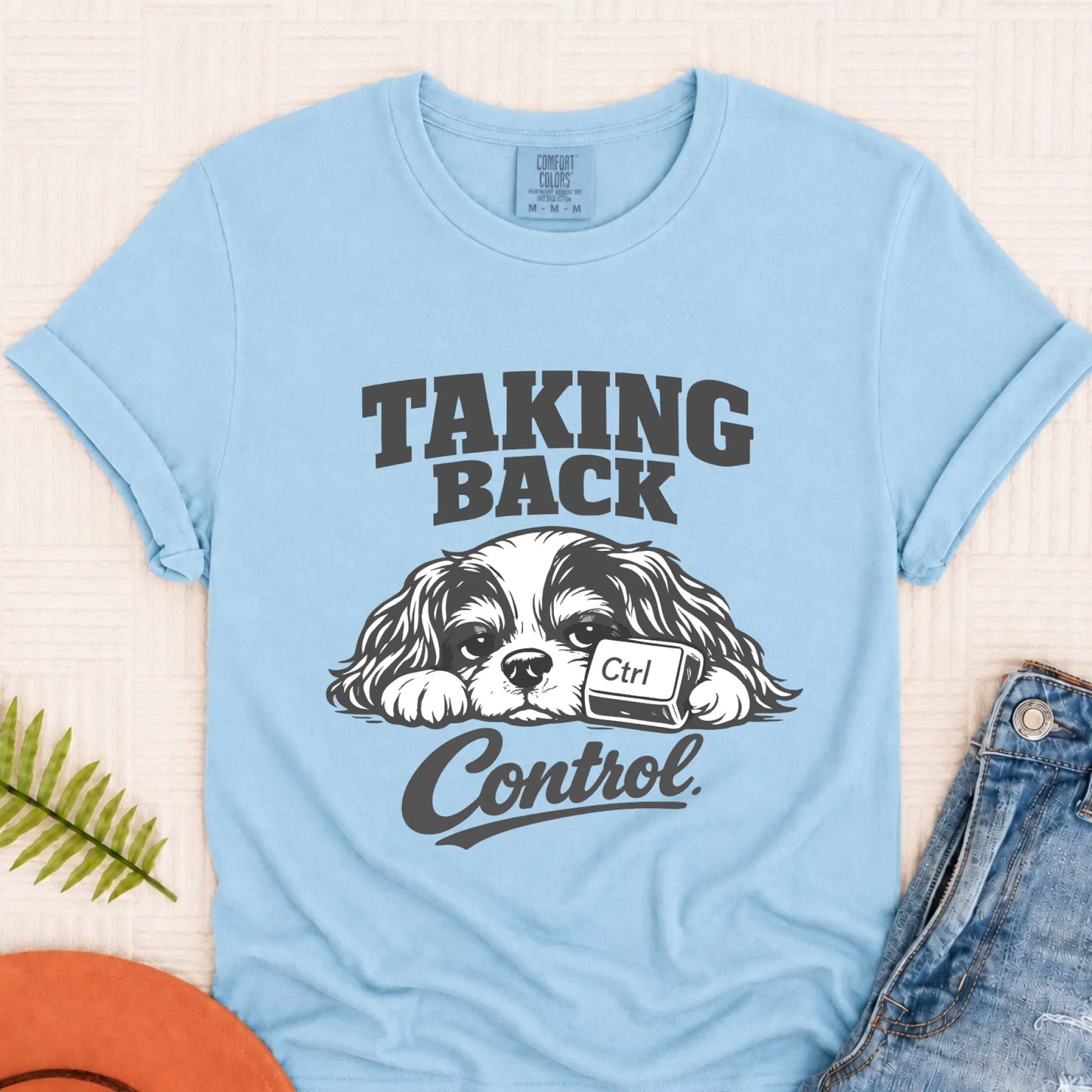 Cavalier Computer Nerd Taking Control Unisex TShirt Chambray