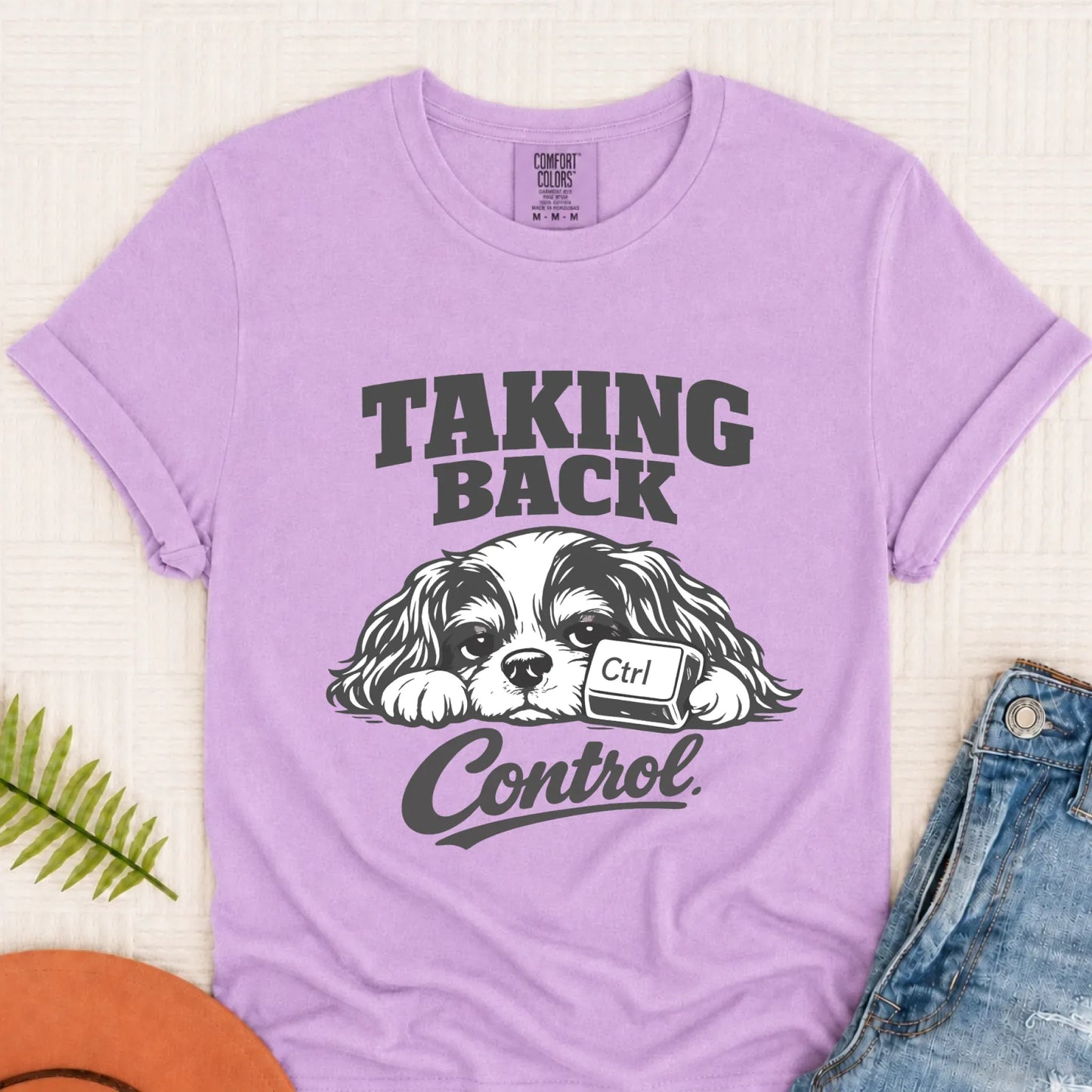 Cavalier Computer Nerd Taking Control Unisex TShirt Orchid