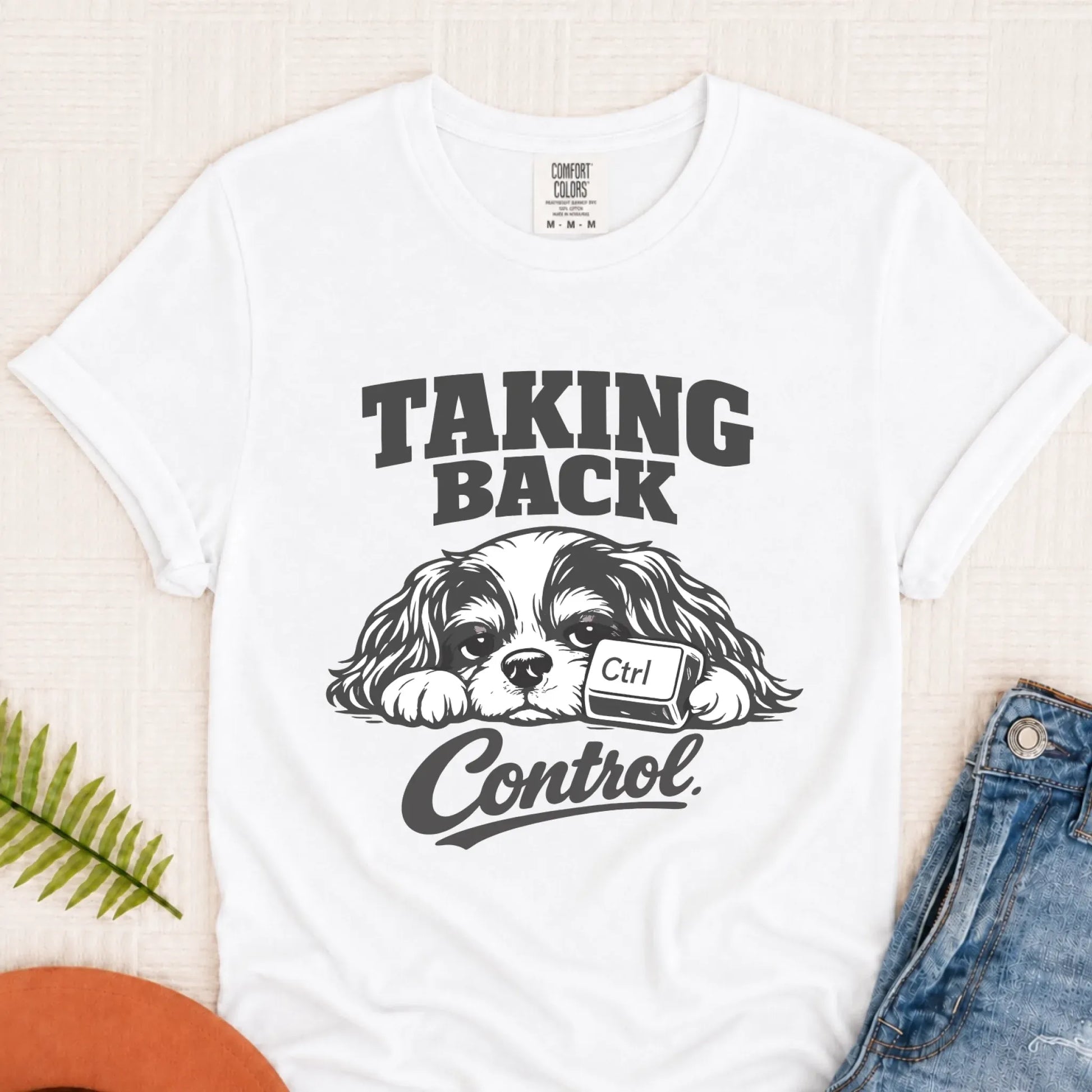 Cavalier Computer Nerd Taking Control Unisex TShirt White