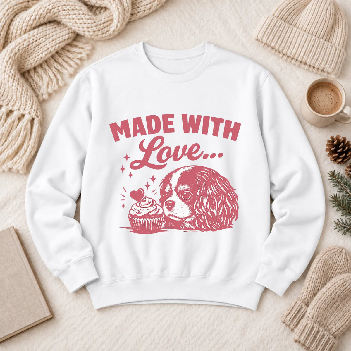 Cavalier Cupcake Baking Unisex Sweatshirt White