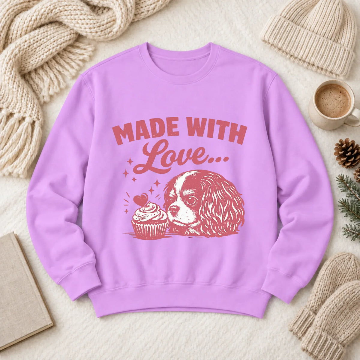 Cavalier Cupcake Baking Unisex Sweatshirt Neon Violet
