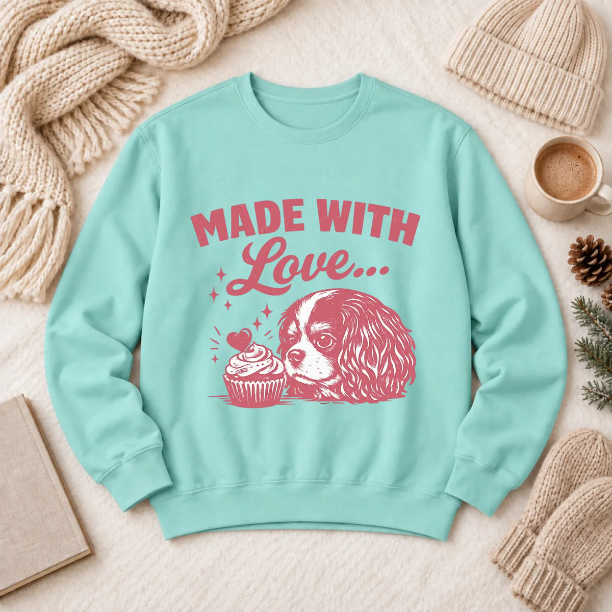 Cavalier Cupcake Baking Unisex Sweatshirt Chalky Mint