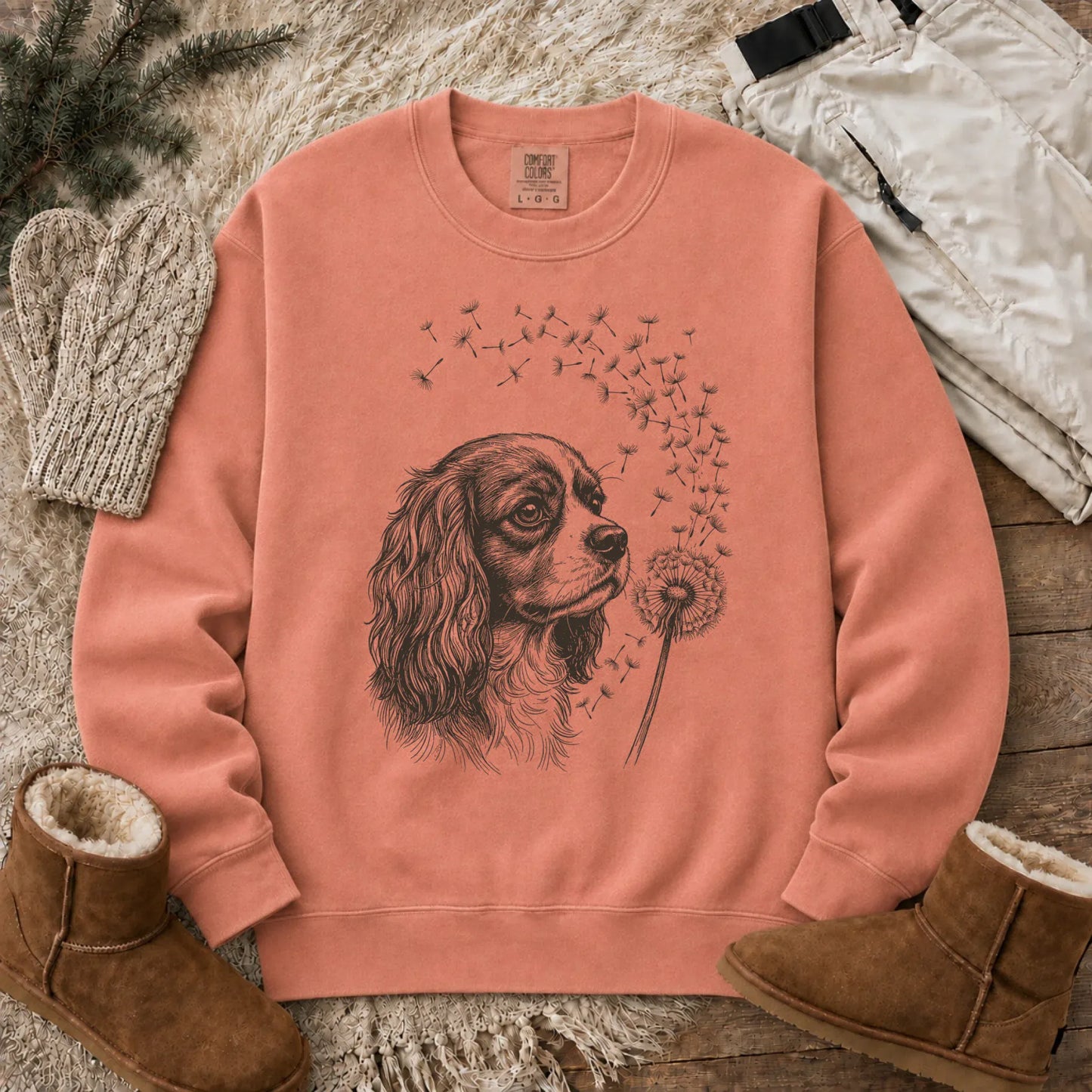 Cavalier Dandelion Garden Unisex Sweatshirt Terracotta