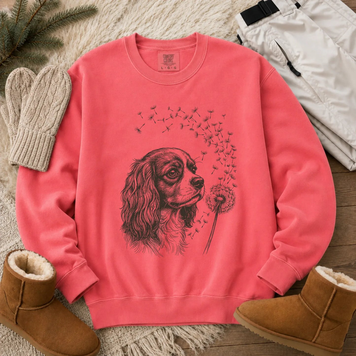 Cavalier Dandelion Garden Unisex Sweatshirt Watermelon