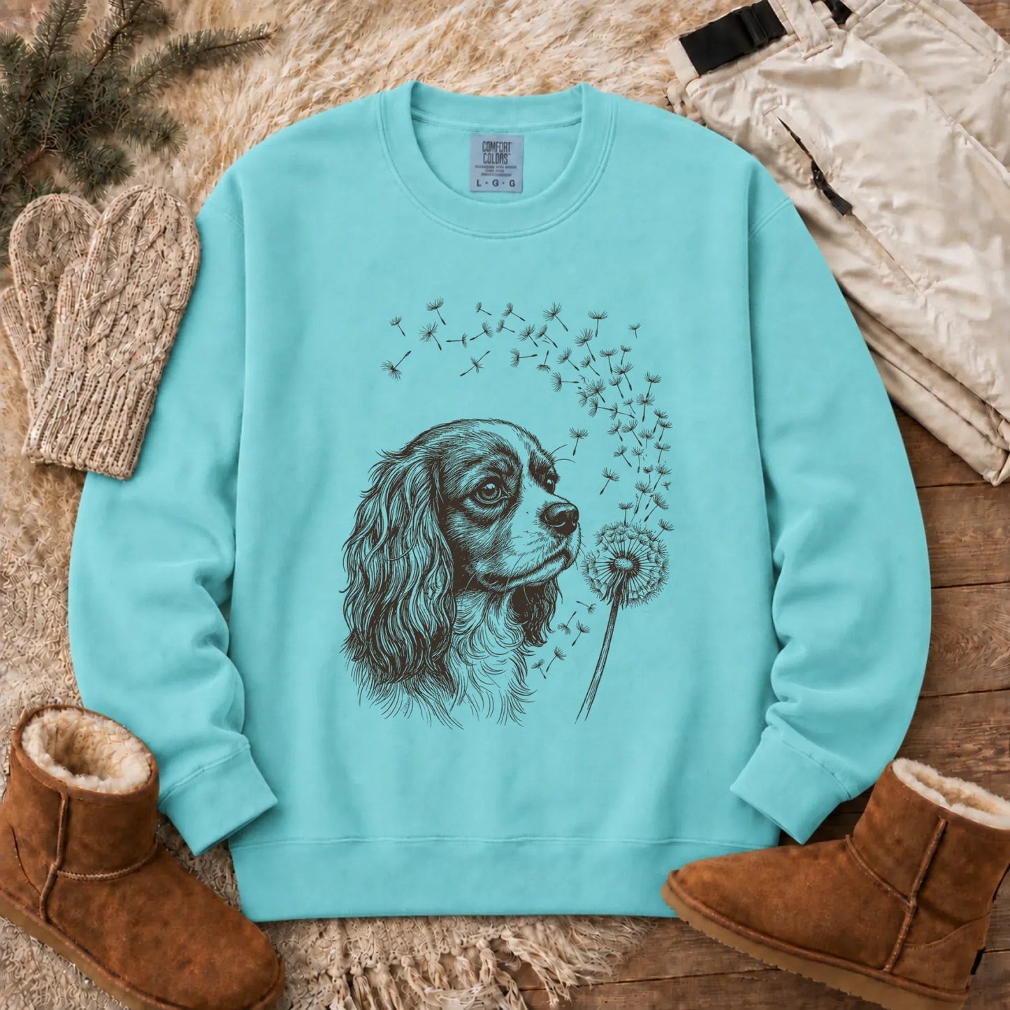Cavalier Dandelion Garden Unisex Sweatshirt Chalky Mint