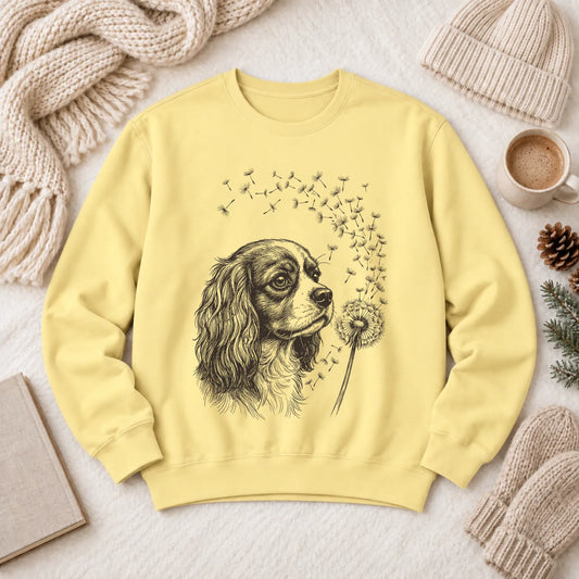 Cavalier Dandelion Garden Unisex Sweatshirt Butter
