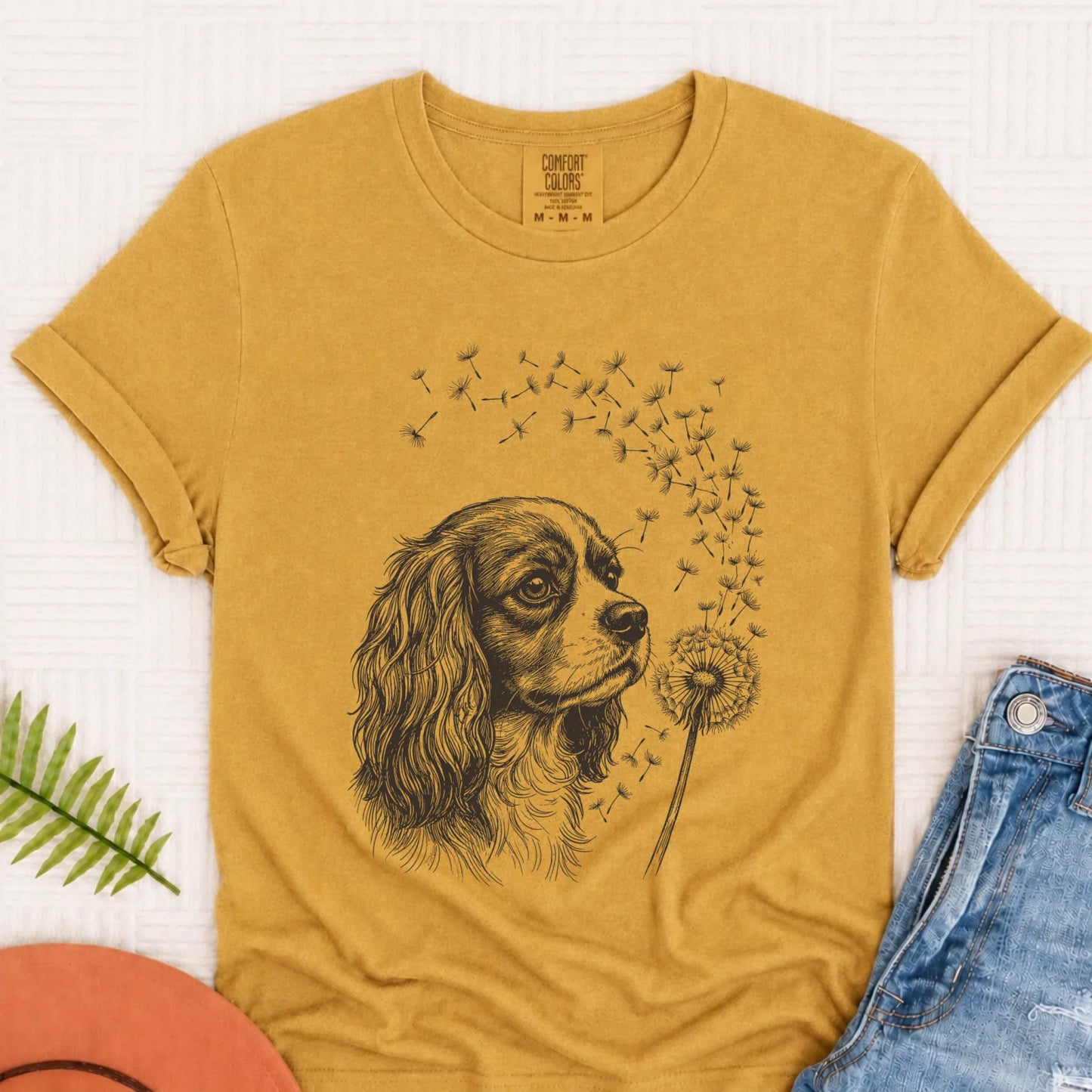 Cavalier Dandelion Garden Unisex TShirt Mustard
