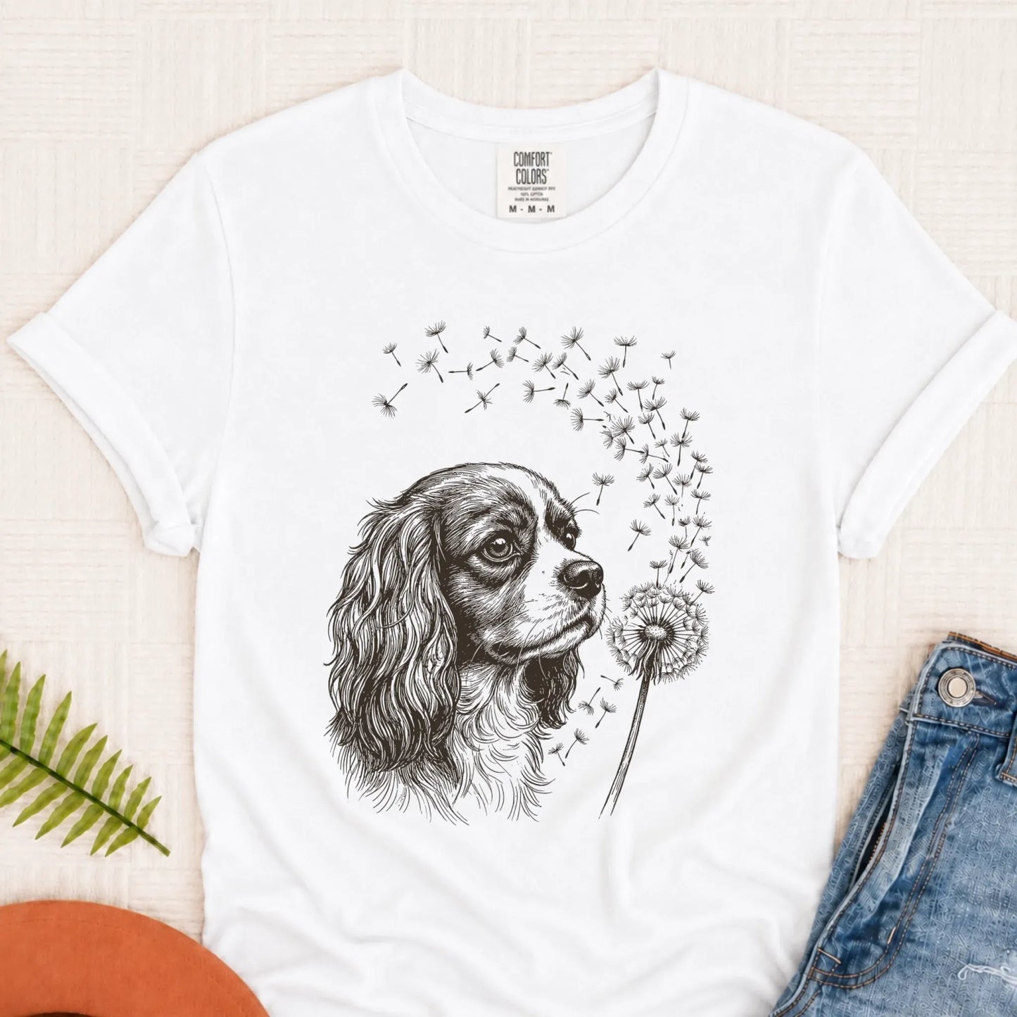 Cavalier Dandelion Garden Unisex TShirt White