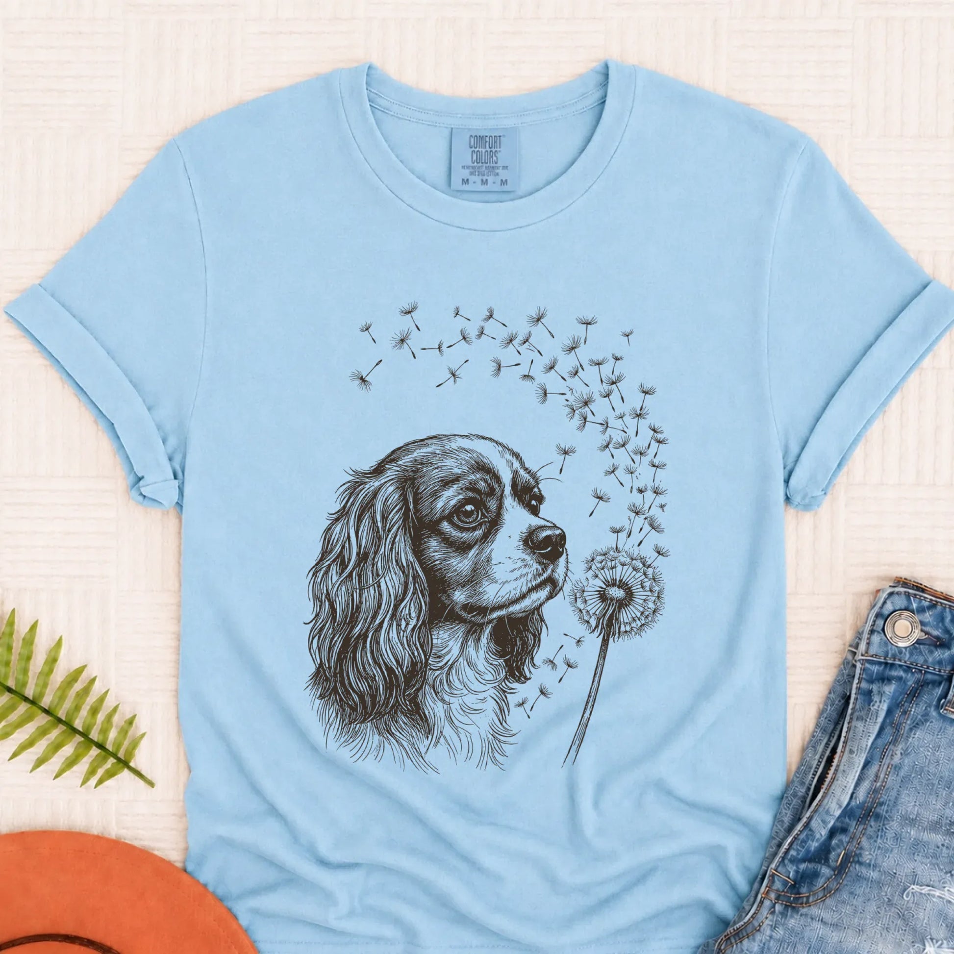Cavalier Dandelion Garden Unisex TShirt Chambray