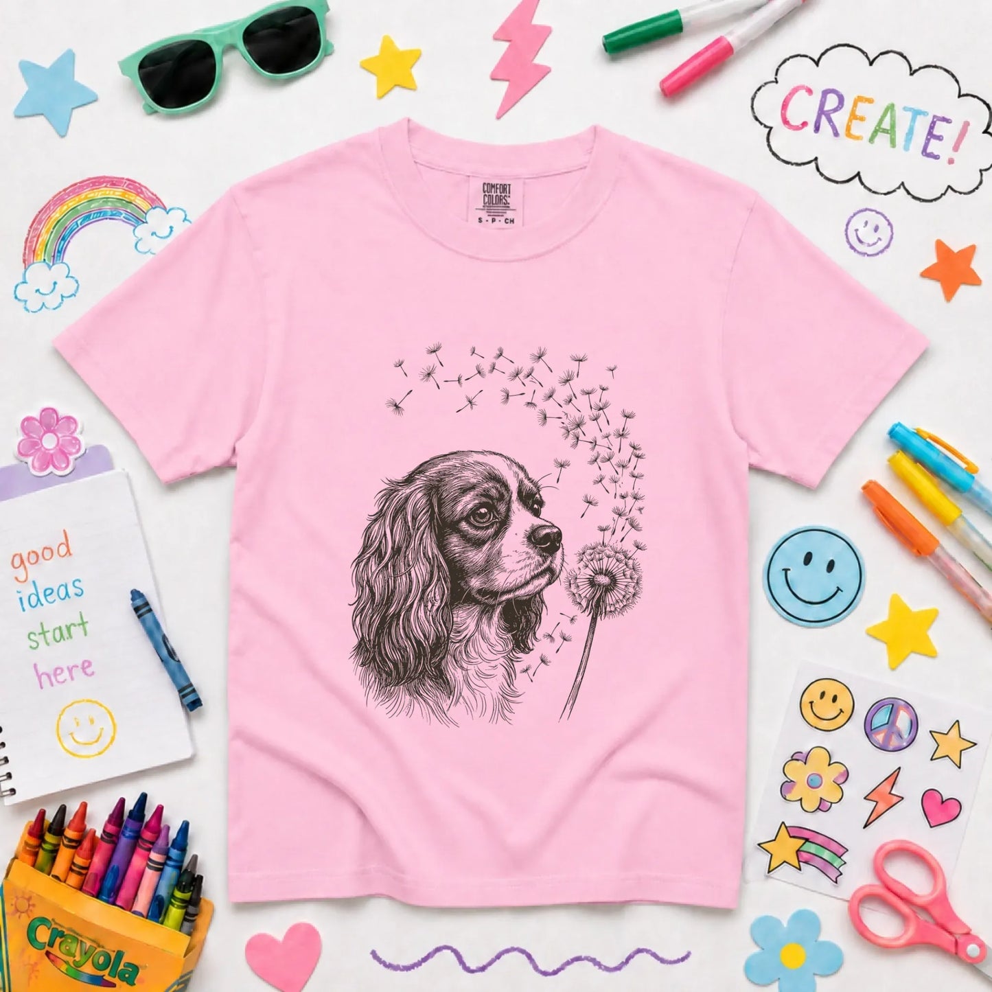 Cavalier Dandelion Garden Unisex YOUTH TShirt Blossom