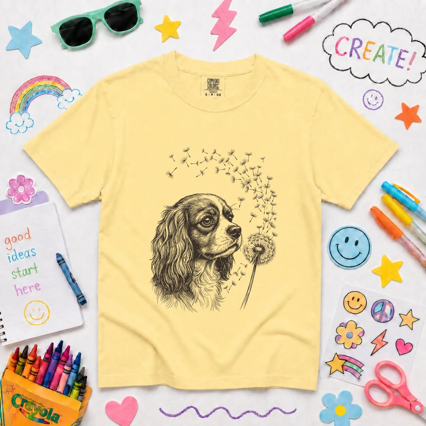 Cavalier Dandelion Garden Unisex YOUTH TShirt Butter