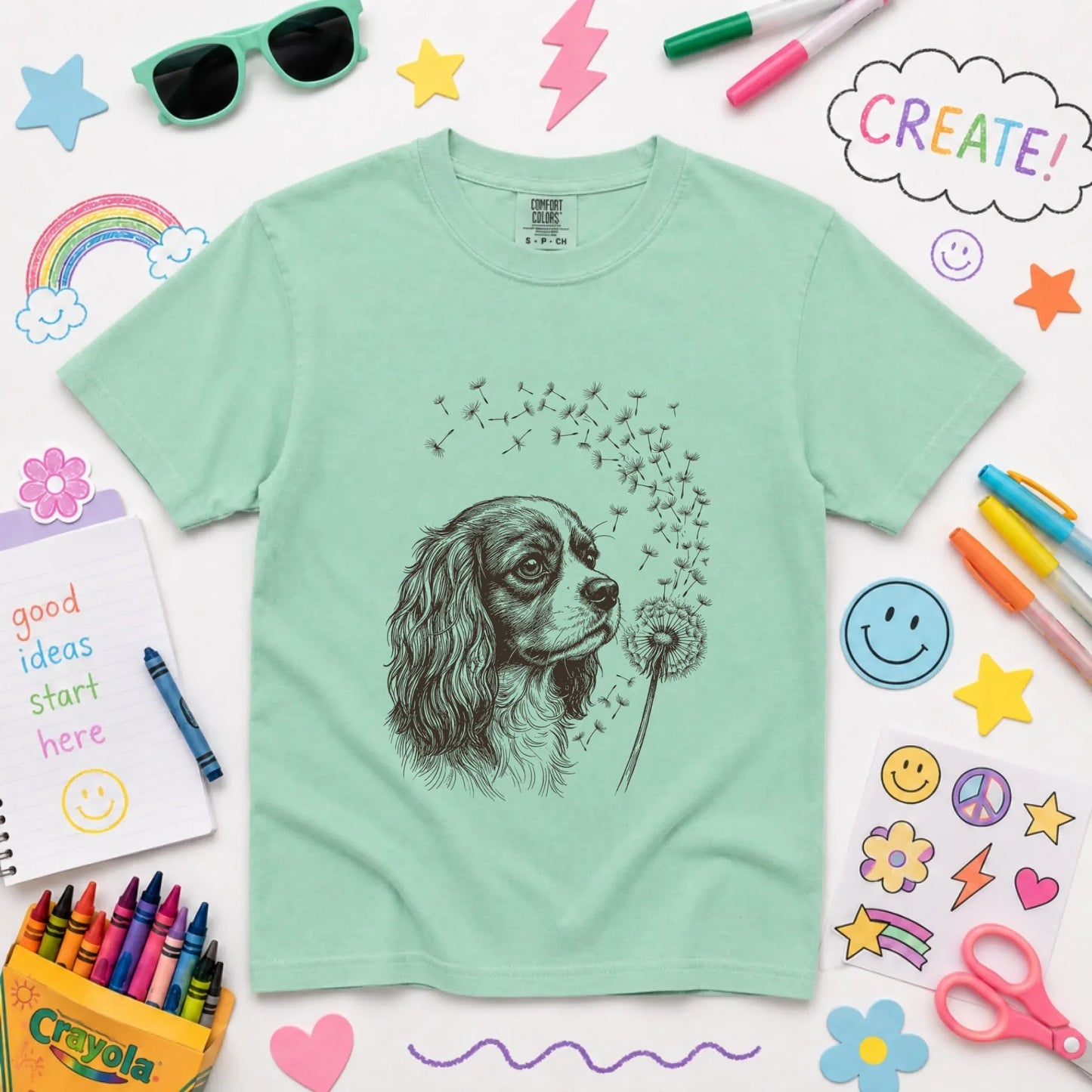 Cavalier Dandelion Garden Unisex YOUTH TShirt Island Reef