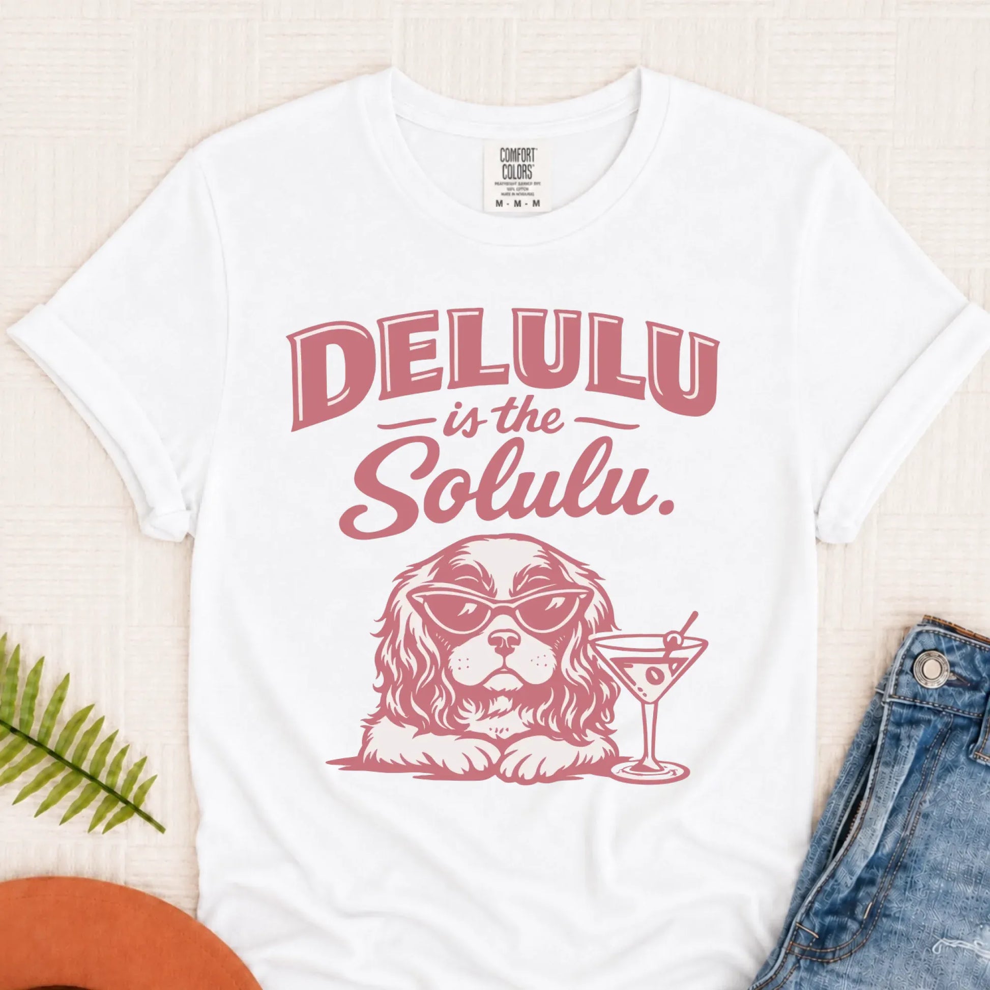 Cavalier Delulu Drinking Martini Unisex TShirt White