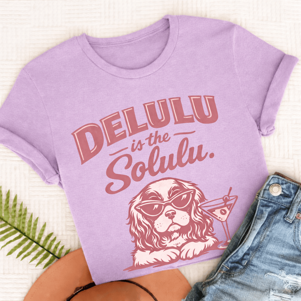 Cavalier Delulu Solulu Unisex TShirt Comfort Colors Orchid