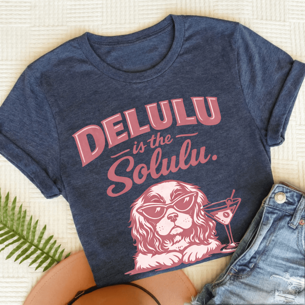 Cavalier Delulu Solulu Unisex TShirt Heather Navy