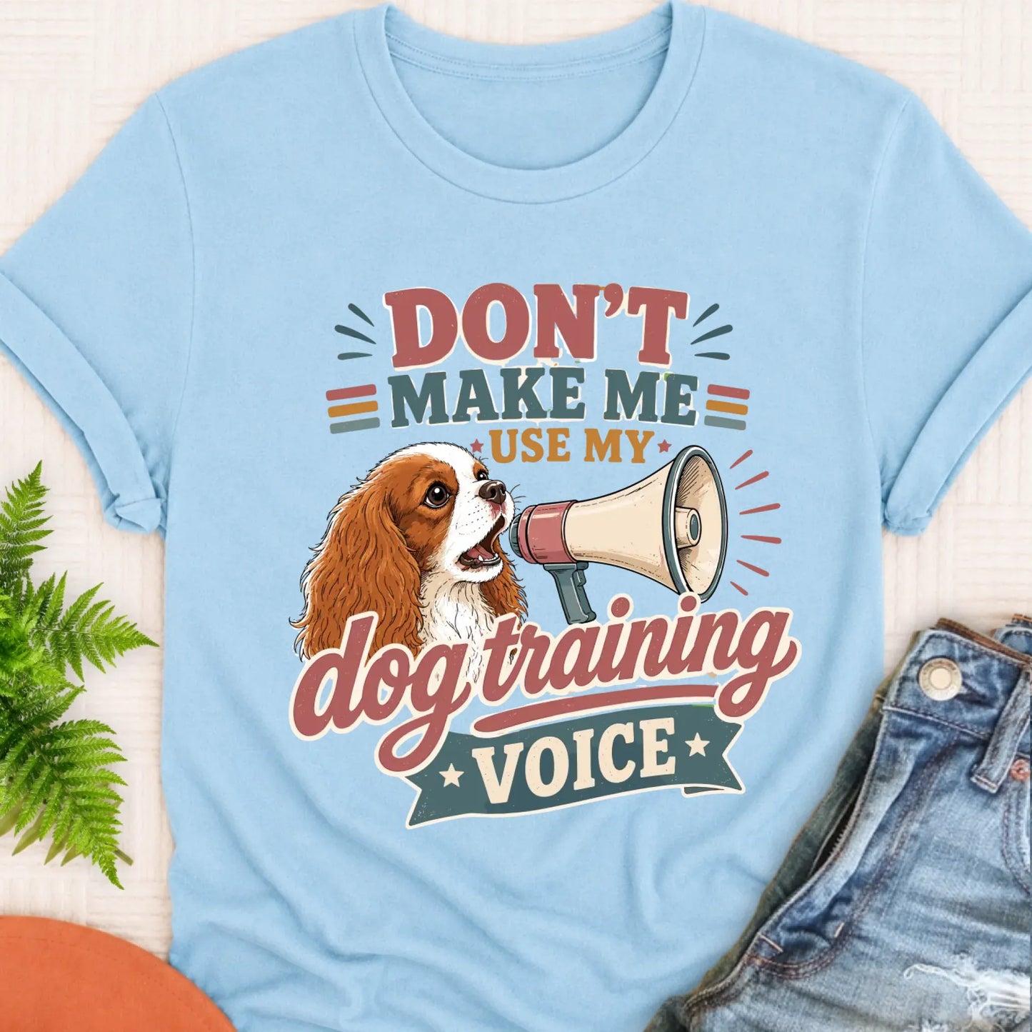 T-Shirt Chambray / S Cavalier Dog Training Voice Unisex TShirt
