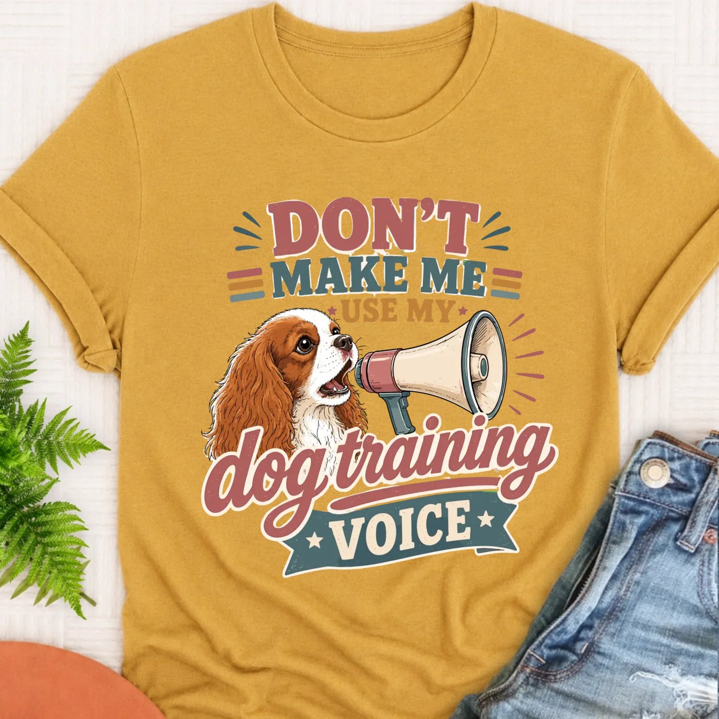 T-Shirt Mustard / S Cavalier Dog Training Voice Unisex TShirt
