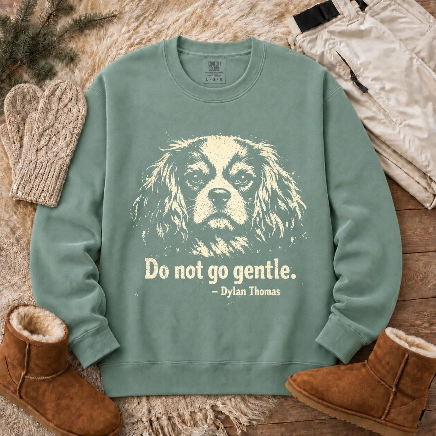 Cavalier Dylan Thomas Poetry Books Unisex Sweatshirt Light Green