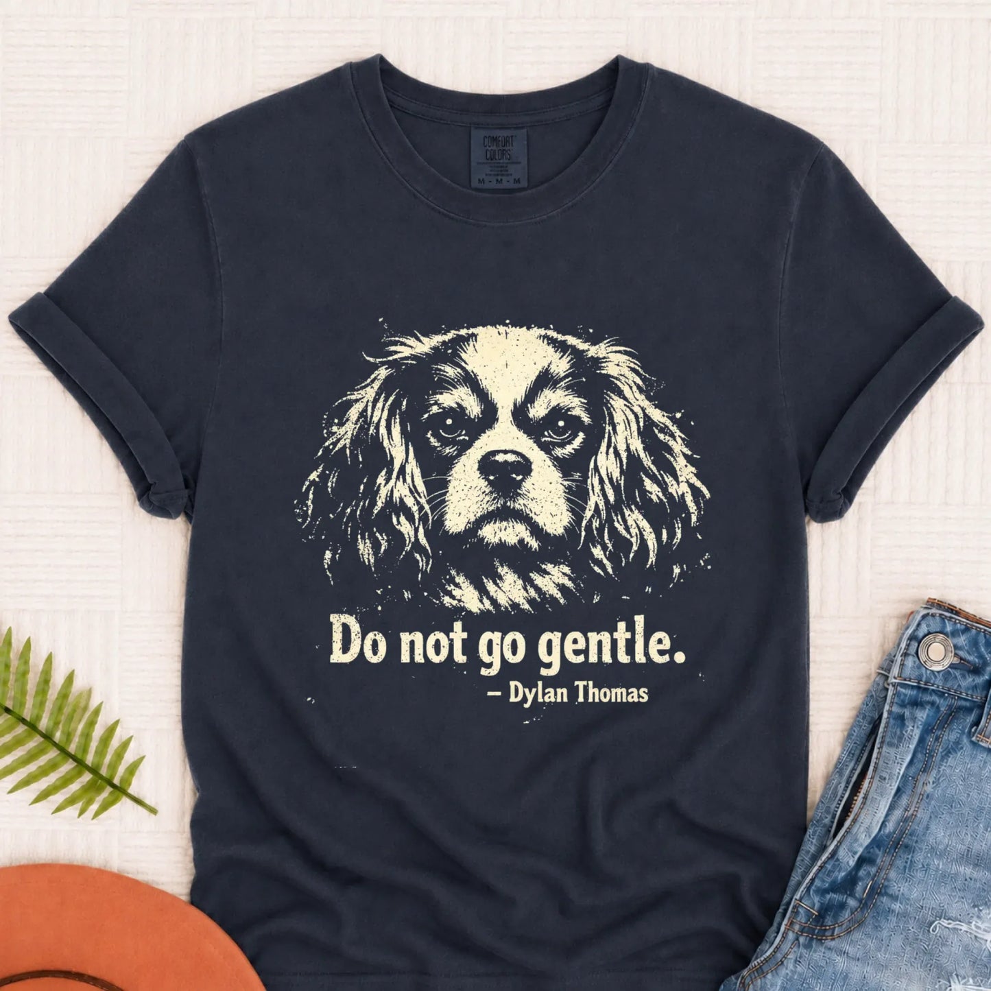 Cavalier Dylan Thomas Poetry Books Unisex TShirt Navy