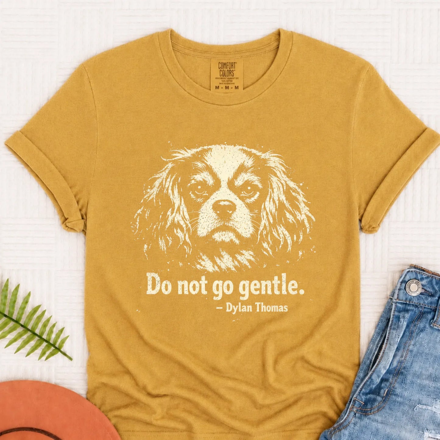 Cavalier Dylan Thomas Poetry Books Unisex TShirt Mustard
