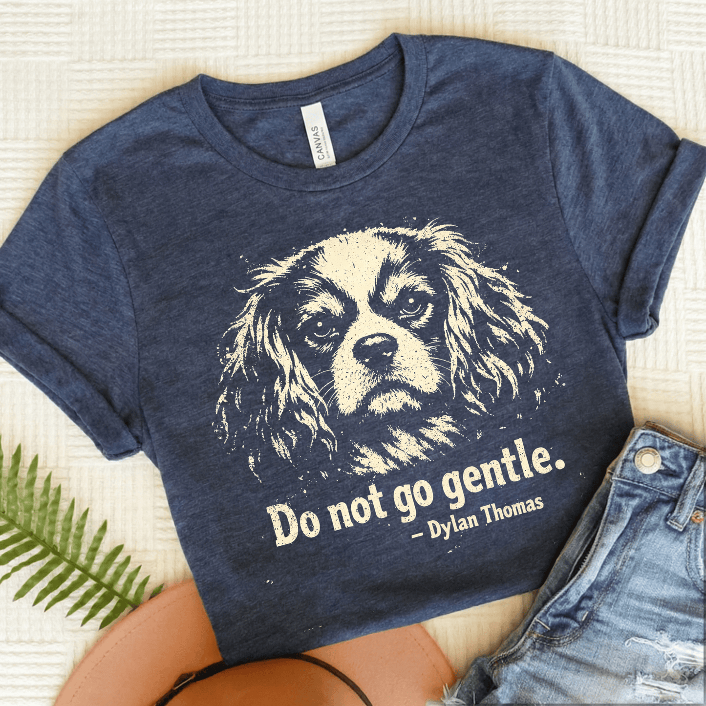 Cavalier Dylan Thomas Poetry Unisex TShirt Heather Navy