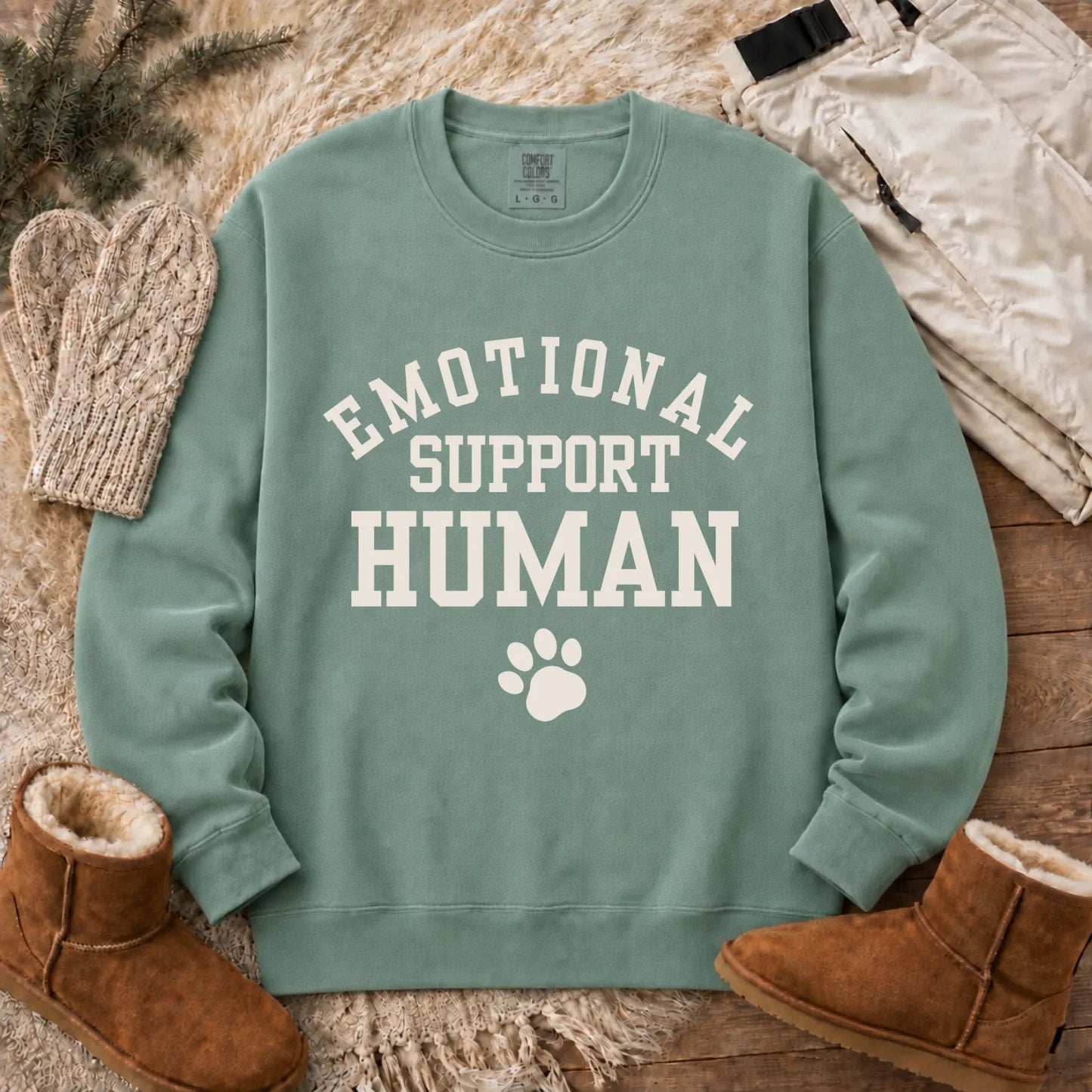 Sweatshirt Light Green / S Cavalier Emotional Support Human Unisex Sweatshirt