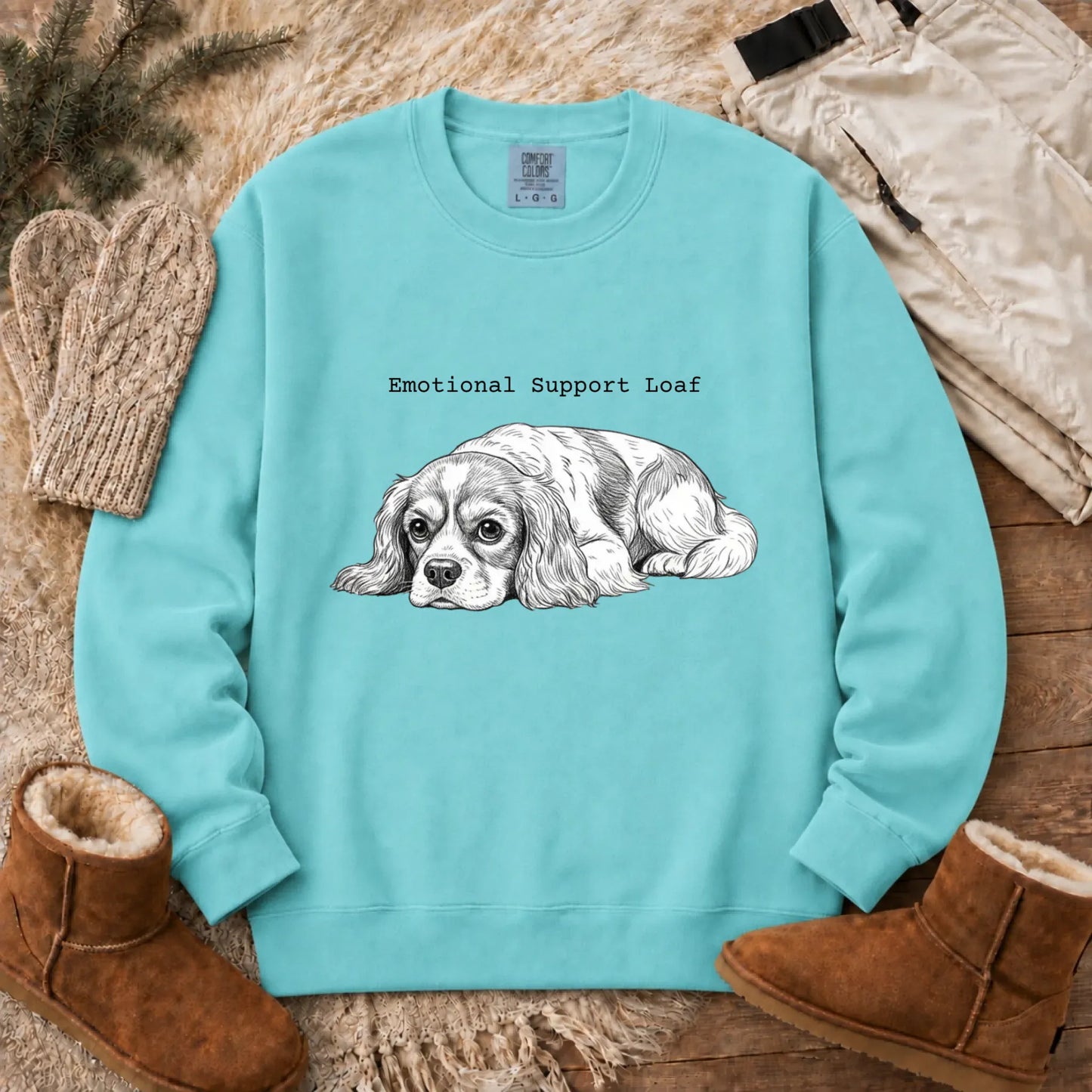 Cavalier Emotional Support Loaf Unisex Sweatshirt Chalky Mint