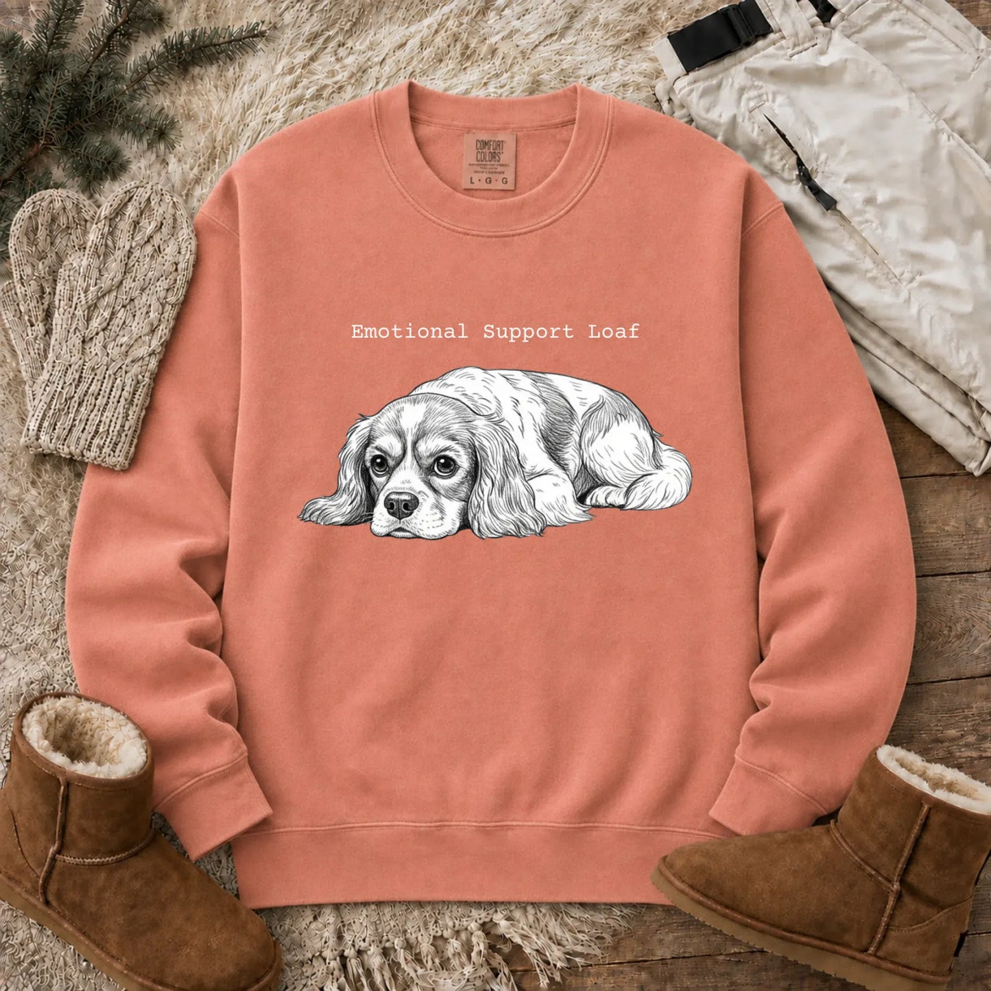 Cavalier Emotional Support Loaf Unisex Sweatshirt Terracotta