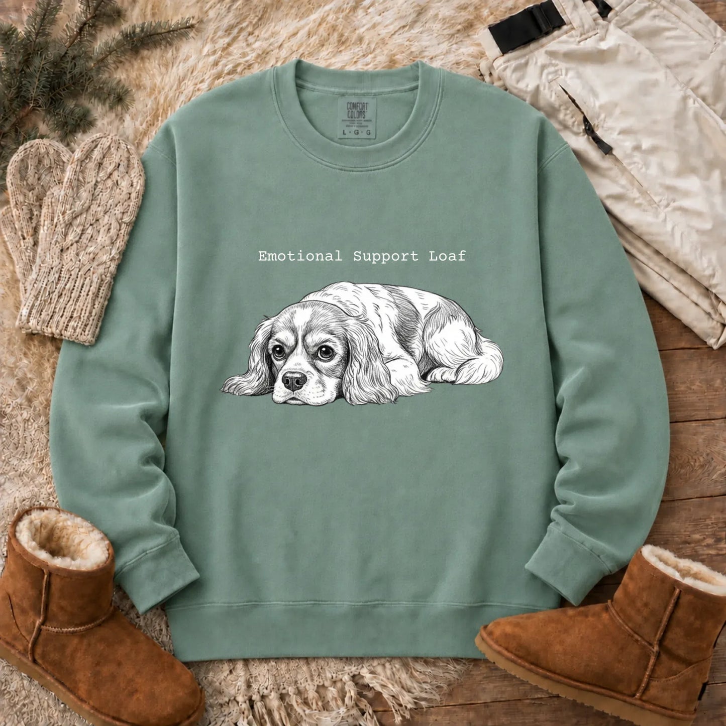 Cavalier Emotional Support Loaf Unisex Sweatshirt Light Green